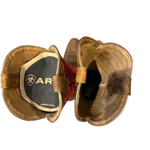 Ariat Red and Brown Heeled Boots - Picture 5 of 9